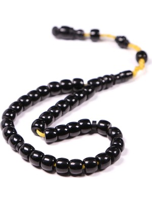 Tesbihkenti Havşa Delim Küçük Boy Siyah Sıkma Kehribar Tesbih