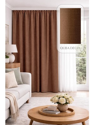 Quba Deco Doğal Dokulu Keten Görünümlü Dekoratif Pilesiz Fon Perde Salon Yatak Odası