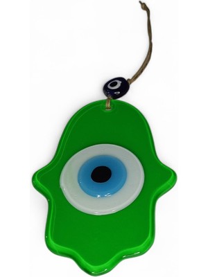 Hediyegeldi Fatma Ana Eli Büyük Nazar Boncuğu  Füzyon Cam Fıstık Yeşili (Opak,15 cm, 4 Mm)