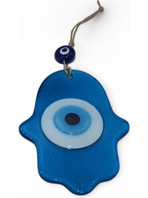 Hediyegeldi Fatma Ana Eli Büyük Nazar Boncuğu Füzyon Cam Turkuaz (Transparan, 4mm)