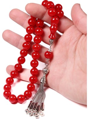 Tesbihkenti Küre Bordo Zar Renk Sıkma Kehribar Tesbih