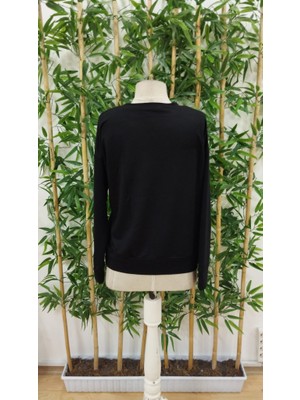 Amorluxe Kadın Uzun Kollu Bisiklet Yaka Viskon Iki Iplik Bluz