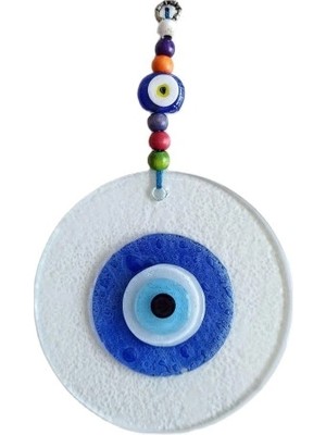 Nemere Mavi Nazar Boncuklu El Yapımı Şeffaf Cam Duvar Süsü