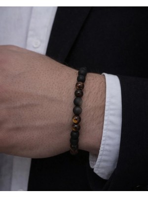 Kaplan Gözü Doğal Taş Erkek Bileklik