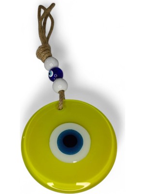 Hediyegeldi Klasik Nazar Boncuğu Füzyon Cam Sarı  10 Çap (Opak, 8 Mm)