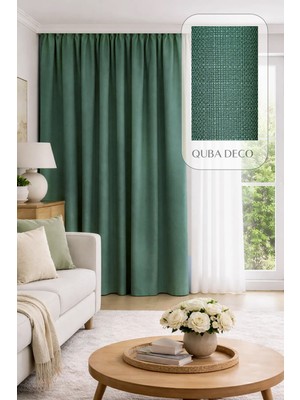 Quba Deco Doğal Dokulu Keten Görünümlü Dekoratif Pilesiz Fon Perde Salon Yatak Odası