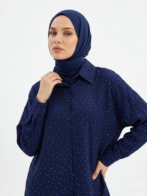 Miostil Taş Detay Tunik-Lacivert