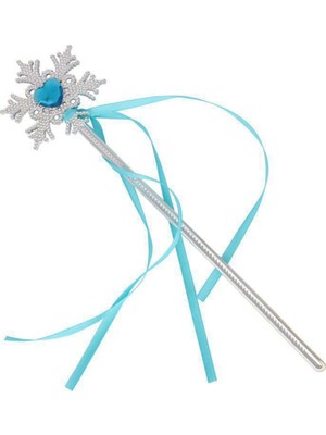 İlanib Ticaret Kar Taneli Mavi Kalp Taşlı Saten Kurdeleli Karlar Ülkesi Elsa Asası Sopası 34 cm (5567)