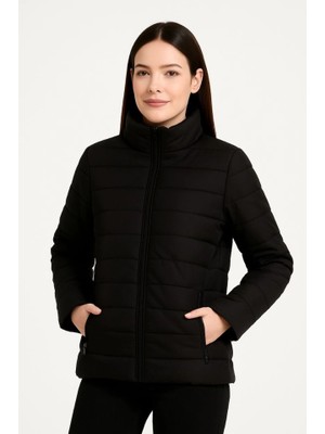 Amorluxe Bomber Mont Ceket – Su Itici Kumaş, Kapitone Astarlı, Fermuarlı, Kışlık - Siyah