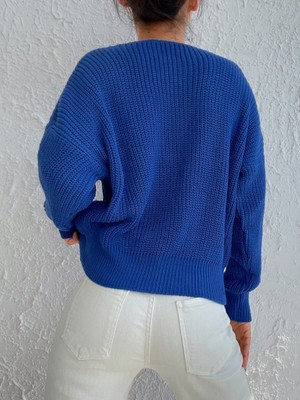 Amorluxe Kadın Uzun Kollu Düğme Detay Triko Hırka