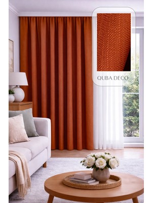Quba Deco Doğal Dokulu Keten Görünümlü Dekoratif Pilesiz Fon Perde Salon Yatak Odası