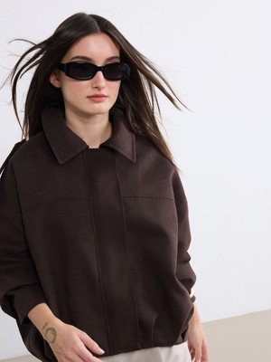 Soulife Petite Gömlek Yaka Kadın Süet Görünümlü Ceket