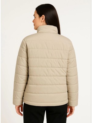 Amorluxe Bomber Mont Ceket – Su Itici Kumaş, Kapitone Astarlı, Fermuarlı, Kışlık - Bej