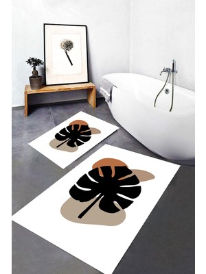 Rovigo Home Dijital Baskı  2'li Banyo Paspas  Takımı RVG5300  100X60+60X50 cm
