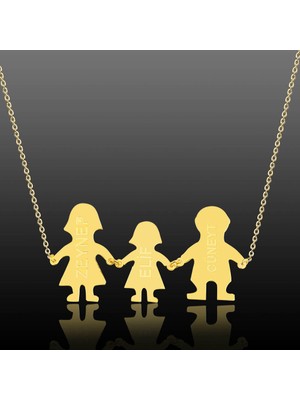 Kuyumcudükkanı Kuyumcudukkani  Anne Baba Bir Kız Bir Erkek Aile Sevgi KOLYESI-35067-G