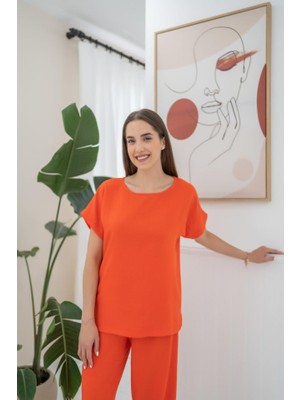 Amorluxe Oranj T-Shirt ve Pantolon Takım