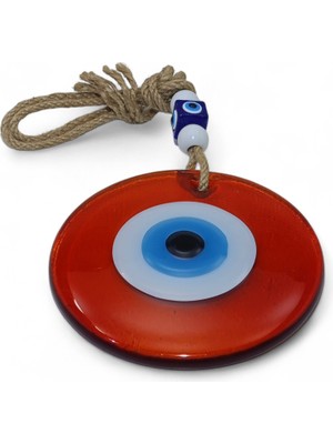 Hediyegeldi Klasik Nazar Boncuğu Füzyon Cam Kırmızı  12 Çap (Transparan, 8 Mm)