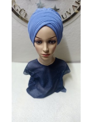 Ergül Hazır Duvak Indigo Mavisi Sarma Bone Duvak,hazır Duvak,düğün,hazır Şal,hazır Türban,abiye Şal,sünnet,nişan,söz