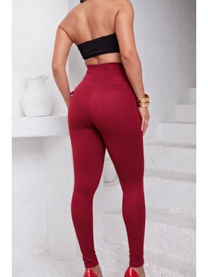 Amorluxe Kadın Yüksek Bel Önden Çapraz Kuş Göz Detaylı Dalgıç Tayt