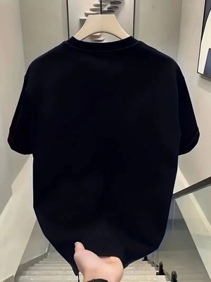 Amorluxe Baskılı Oversize Bisiklet Yaka T-Shirt - Siyah
