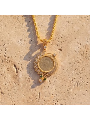 Ferizz Altın Kaplama Yarım Altınlı Kolye - Yuvarlak Model 45 cm BND-210