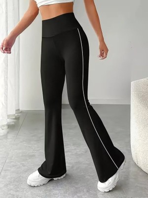 Amorluxe Kadın Yüksel Bel Yan Şerit Detaylı Uzun Dalgıç Tayt