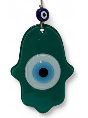 Hediyegeldi Fatma Ana Eli Büyük Nazar Boncuğu  Füzyon Cam Yeşil (Opak, 15 cm, 4 Mm)