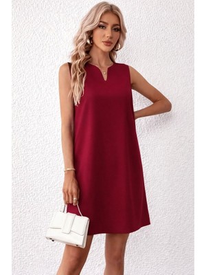 Amorluxe Kadın Askılı V Yakalı Mini Ithal Krep Elbise