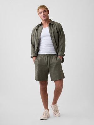 Gap Erkek Haki 7" Keten Karışımı Easy Şort