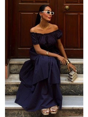 Amorluxe Büzgülü Crop Kat Detaylı Fırfır Etekli Takım 10196