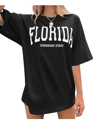 Amorluxe Bisiklet Yaka Baskılı T-Shirt - Siyah