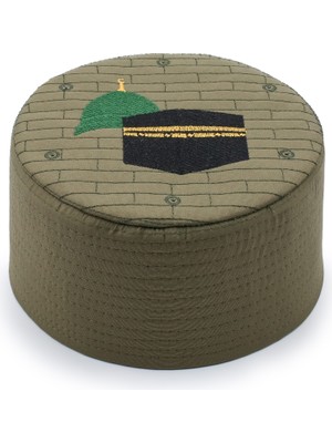 Sarıkhane Hac Umre Kalıp Sarık Takkesi – Haki Yeşil – Mekke Medine – Keçe