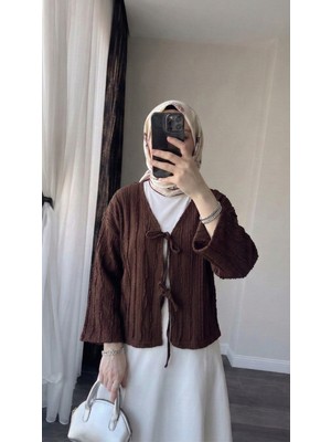 Foremia Pileli Ön Iki Bağlamalı Tunik-Kahve -
