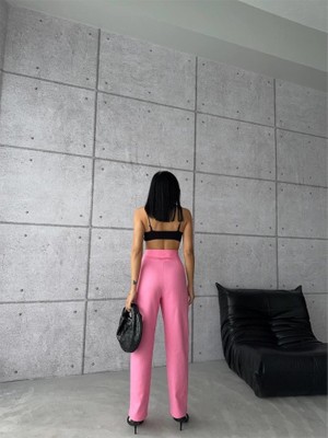 Amorluxe Pantolon Kapalı Cep 3 Düğme Detaylı - Pembe