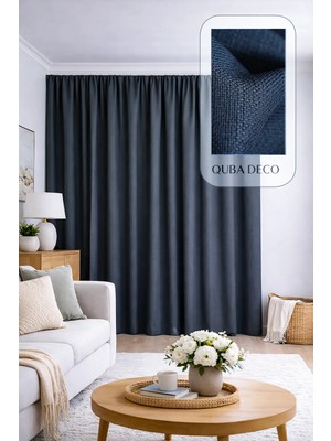 Quba Deco Doğal Dokulu Keten Görünümlü Dekoratif Pilesiz Fon Perde Salon Yatak Odası