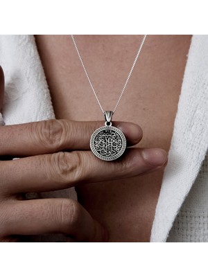 Ebrar Silver Gümüş Inşirah Suresi Kolye Mat 925 Ayar Gümüş Inşirah Suresi Yazılı Unisex Kolye