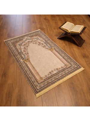 Hira Bambu Soft Kaymaz Tabanlı Süngerli Seccade Diz Ağrıtmayan Çeyizlik Gelin Damat Seccadesi