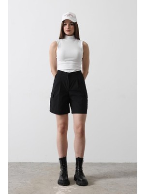 Amorluxe Cargo Cepli Şort - Siyah