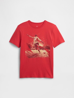 Gap Erkek Çocuk Kırmızı Grafik Baskılı T-Shirt