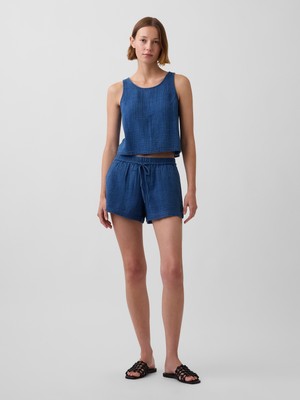 Gap Kadın Mavi 4" Pamuk Gauze Denim Easy Şort