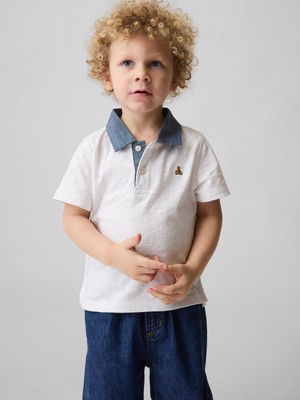 Gap Erkek Bebek Beyaz Organik Pamuk Polo T-Shirt