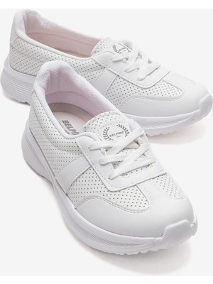 Ccway Kadın Çiftyüzlü Zımbalı Spor Ayakkabı  Beyaz Beyaz Cilt