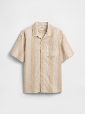Gap Erkek Çocuk Bej Kids Textured Vacay Gömlek