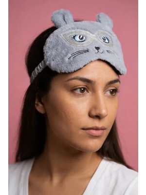 Katia & Bony Kedi Desenli Göz Uyku Bandı Gri