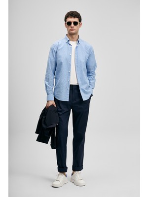 Lufian Federico Erkek Basic Gömlek Regular Fit Mavi