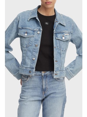 Calvin Klein Pamuklu Klasik Yaka Düğmeli Kot Ceket Bayan Kot Ceket LV047F672G 1xt