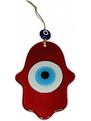 Hediyegeldi Fatma Ana Eli Büyük Nazar Boncuğu Füzyon Cam Kırmızı (Transparan, 4 Mm)