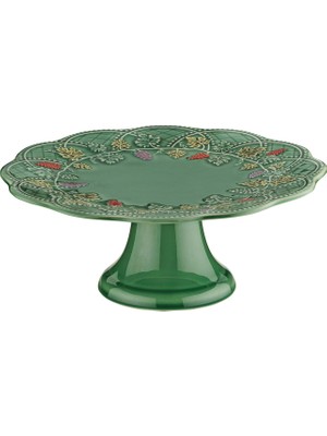 LuckyArt Vinea Seramik 27 cm Yeşil Ayaklı Kek Standı
