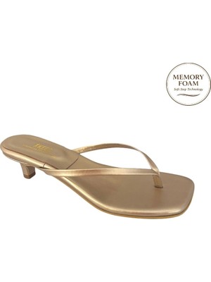 Tkees Kadın Mini Topuk Parmak Arası Gold Terlik