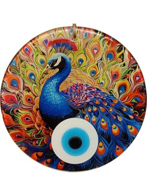 Hediyegeldi Mavi Tavuskuşu Nazar Boncuğu Füzyon Cam 23 Çap 8 mm